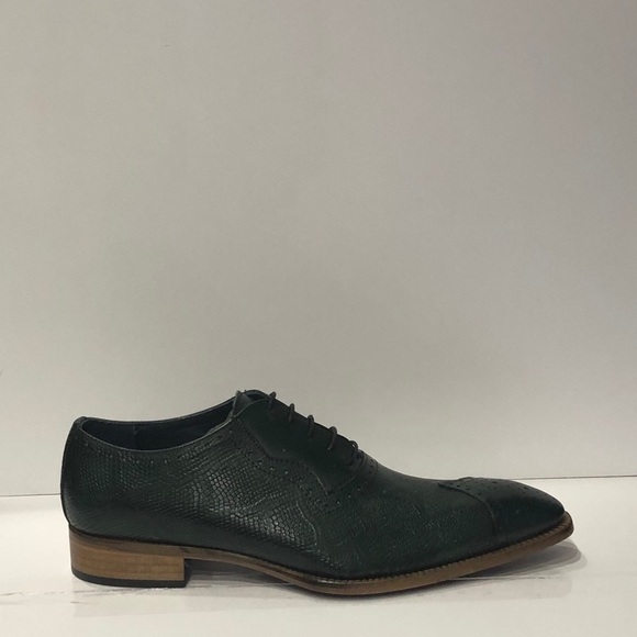 Duca shoes Italian leather green oxford point toe - Picture 2 of 5